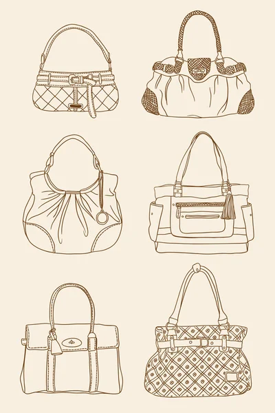 Outline fashion bags set — Stock Vector