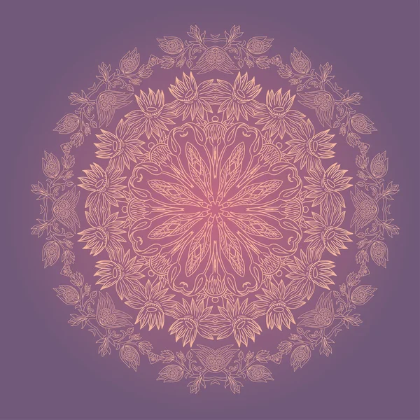 Ornement circulaire sur fond violet — Image vectorielle