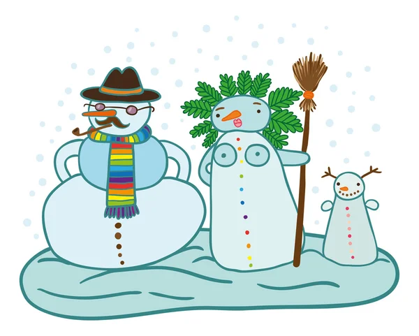 Snowmen family — Stock Vector