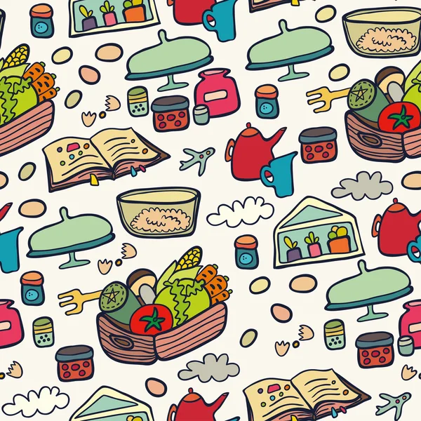 Happy kitchen color seamless pattern