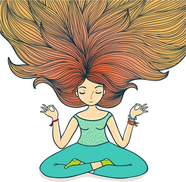 Beyaz bir arka plan üzerinde meditasyon kız.