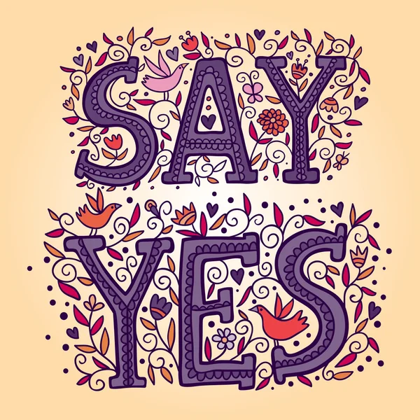 Purple words say yes. — Stock Vector