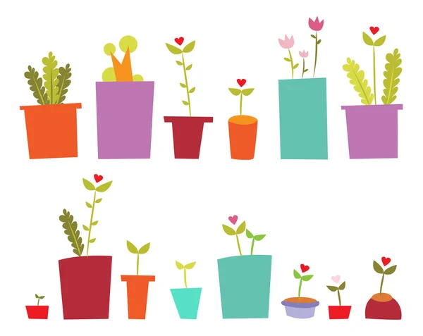 Simple flowers in pots — Stock Vector