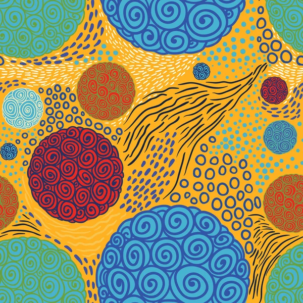 Gele abstracte naadloze patroon met cirkels — Stockvector