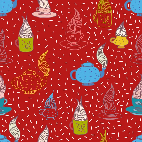 かわいいカップ赤シームレス パターン — ストックベクタ
