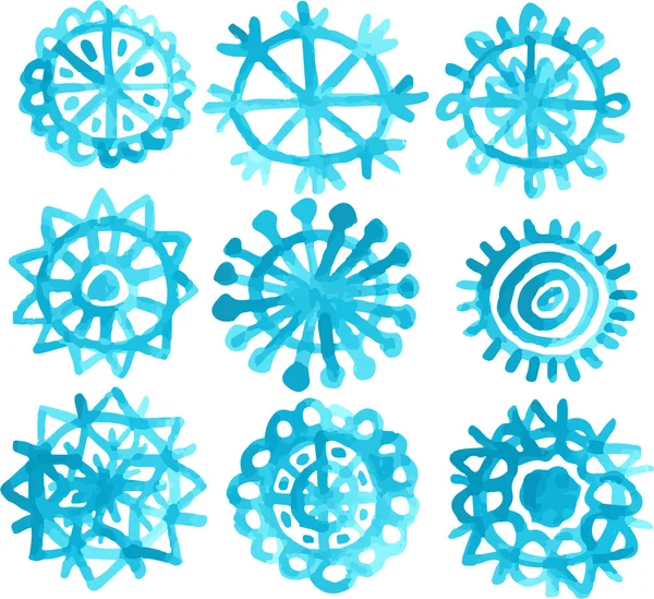 Samling av blå snöflingor — Stock vektor