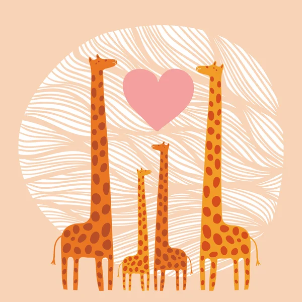 Famille Girafe — Image vectorielle