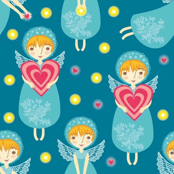 Angel seamless pattern — Stock Vector