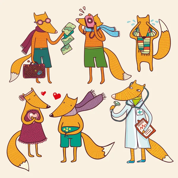 狐狸的集合 — 图库矢量图片