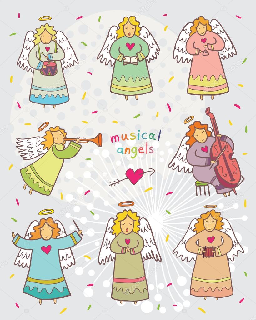 Musical angels color collection