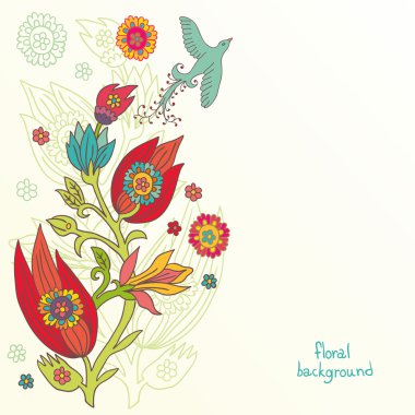 kuş çiçek arka plan.