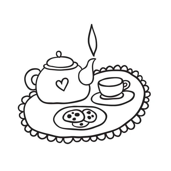 Cute Tea Set Illustration — Stock Vector
