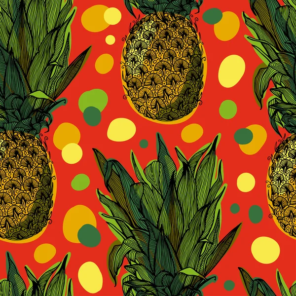 Pineapple Sweet Tropical Fruit Seamless Pattern — Stock Vector