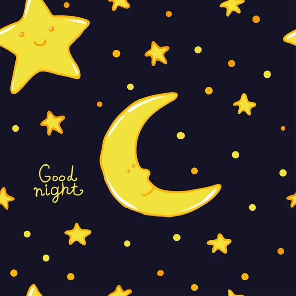 Buenas noches y dulces sueños patrón sin costuras — Vector de stock