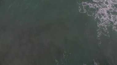 Yukarıdan görülen bir fosil kumulunda dalgalar kırılıyor