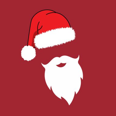 Noel Baba sakalı ve ponpon şapkası vektör çizimi, Noel Baba kostümü.