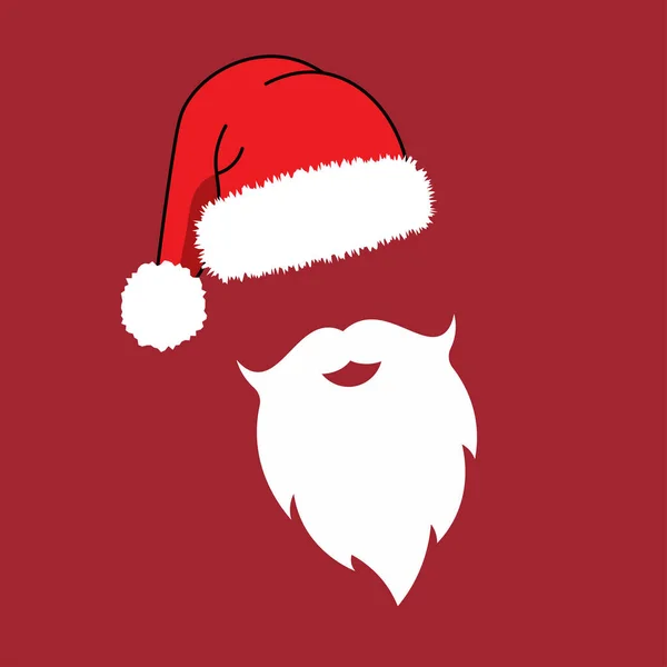 Vektor Illustration Von Weihnachtsmann Bart Und Bommelmütze Weihnachtsmannkostüm — Stockvektor