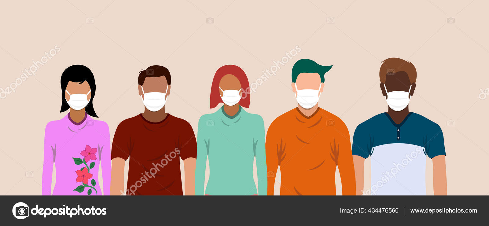Orang Orang Memakai Masker Konsep Virus Corona Ilustrasi Vektor Stok Vektor C Stval 15 434476560