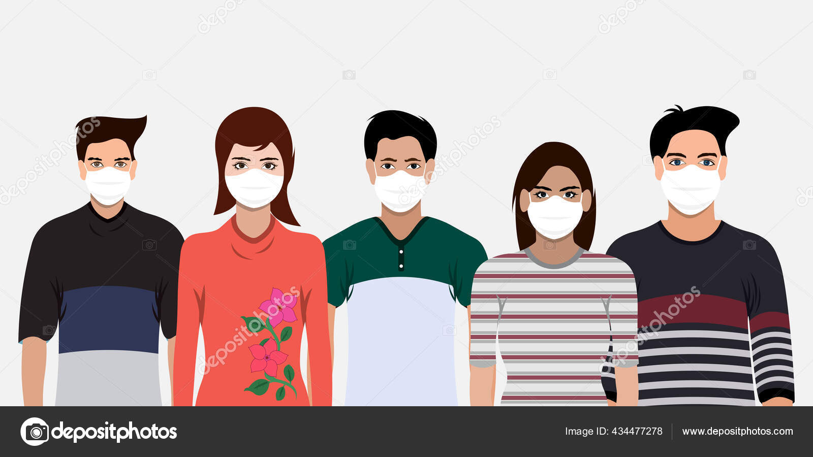 Orang Orang Memakai Masker Konsep Virus Corona Ilustrasi Vektor Stok Vektor C Stval 15 434477278