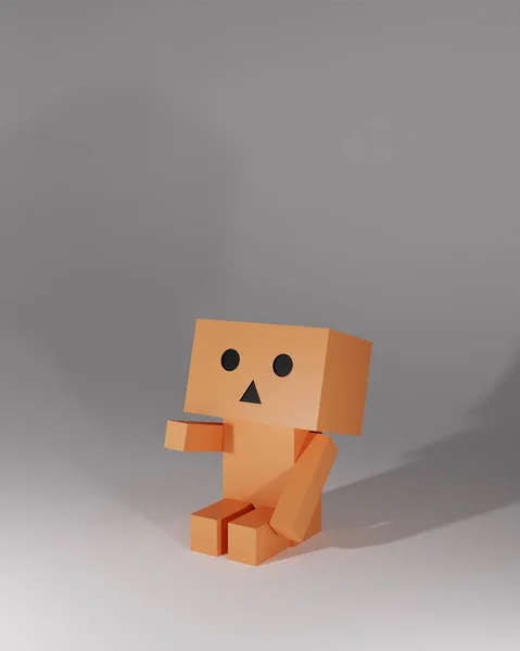 Illustration Sitting Cube Man Character — Stock Photo, Image