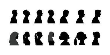 Siluet insan vektör simgesi kümesi.