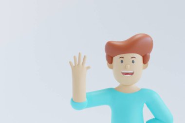 Beyaz arka planda izole edilmiş mutlu bir adam.