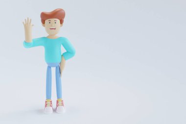 Beyaz arka planda izole edilmiş mutlu bir adam.