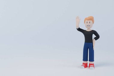 Beyaz arka planda izole edilmiş mutlu bir adam..