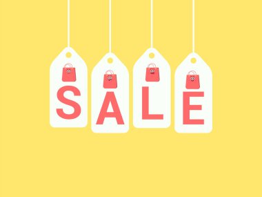 Metnin için içi boş çantalarla satılık afişin çizimi.