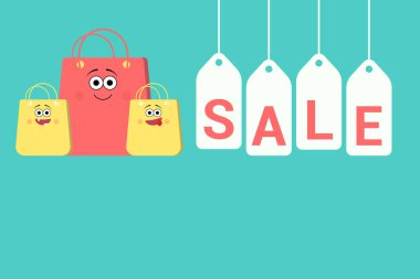 Metnin için içi boş çantalarla satılık afişin çizimi.