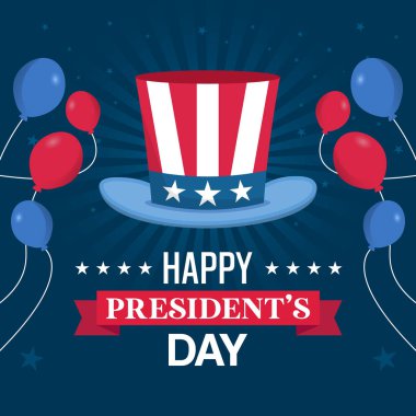 Düz tasarım başkanları günü olay temalı vektör illüstrasyonu.