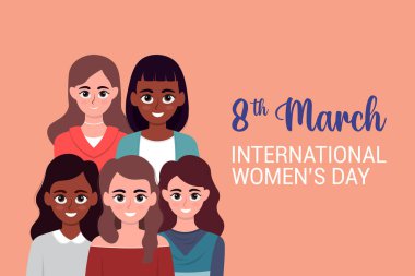 Uluslararası Kadınlar Günü vektör illüstrasyonu.