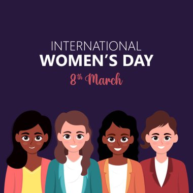 Uluslararası Kadınlar Günü vektör illüstrasyonu.