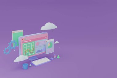 3D işyeri hazırlama iş ve finans analizleri, veri analiz teması.