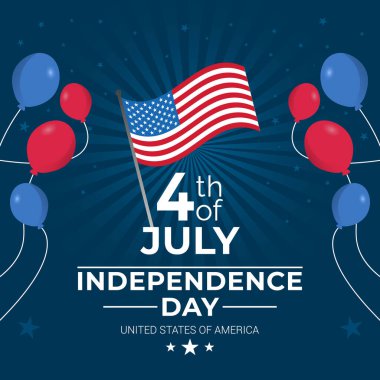 ABD Bağımsızlık Günü 'nün 4 Temmuz' u kutlu olsun. Vektör illüstrasyonu.