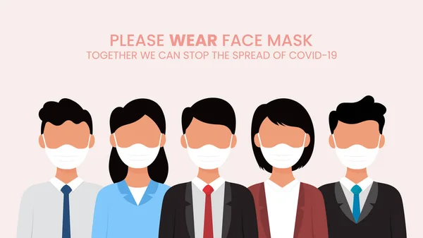 戴口罩的人群 以防止日冕病毒 世界污染 — 图库矢量图片#