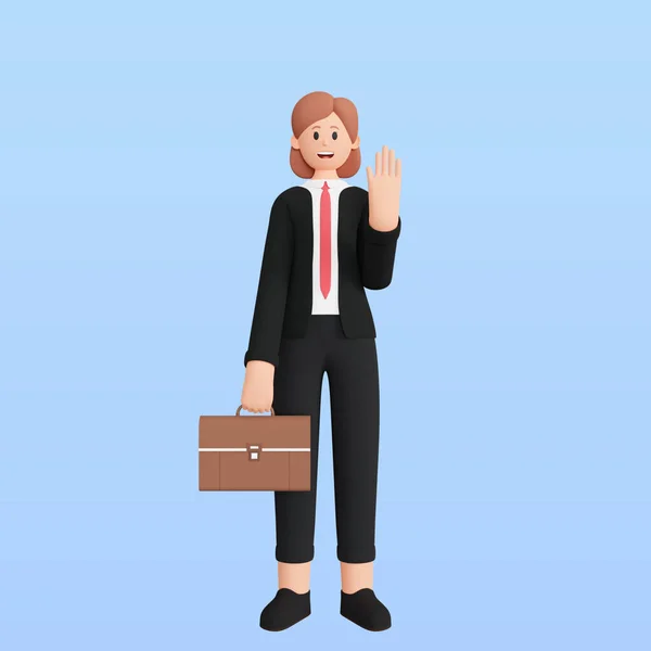 Darstellung Weiblicher Charaktere Mit Business Bag Aktentasche — Stockfoto