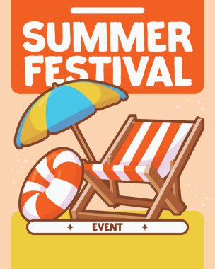 Plaj etkinliği düz tasarım çizimi. vektör illüstrasyonu