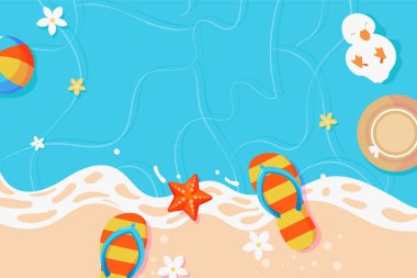 plaj yaz vektör illüstrasyonu.