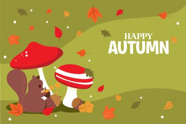 Mantarlı sonbahar arkaplanının vektör çizimi