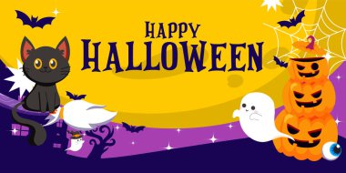 Cadılar Bayramı geçmişi. Vektör illüstrasyonu.