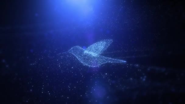 Beautiful Flying Humming Bird Digital Cenematic Futuristic Abstract Animation Glowing — Stock Video