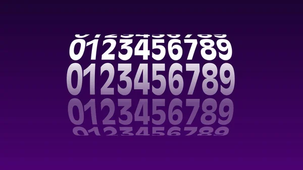 0에서 9까지의 숫자가 일렬로 나열되어 숫자들은 원통형의 모양과 색깔의 배경을 — 스톡 사진
