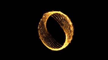 Aydınlatıcı ışık ve siyah arkaplanlı ateş çemberi, 3 boyutlu görüntüleme