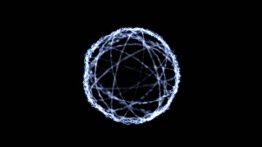 Işıldayan ve aydınlatan kıvılcımları olan elektrikli ateş topu, siyah arkaplan, 3D görüntüleme