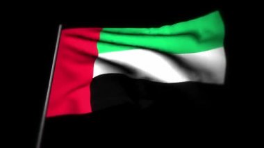 Birleşik Arap Emirlikleri bayrağı, sallanan bayrağın gerçekçi 3 boyutlu animasyonu. Birleşik Arap Emirlikleri bayrağı rüzgarda dalgalanıyor. Kusursuz döngü animasyonu. 4K Yüksek Kalite, 3D görüntüleme