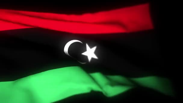 Libysche Flagge Realistische Animation Des Fahnenschwenkens Die Libysche Flagge Weht — Stockvideo