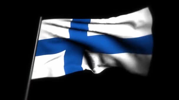Finlands Flagga Realistisk Animering Viftande Flagga Finlands Flagga Viftar Vinden — Stockvideo