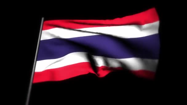 Bandera Tailandia Realista Animación Ondear Bandera Bandera Tailandia Ondeando Viento — Vídeo de stock