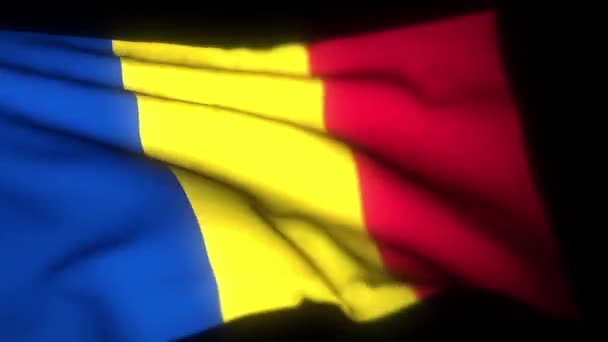 Rumunská Vlajka Realistická Animace Vlající Vlajky Rumunská Vlajka Vlaje Větru — Stock video